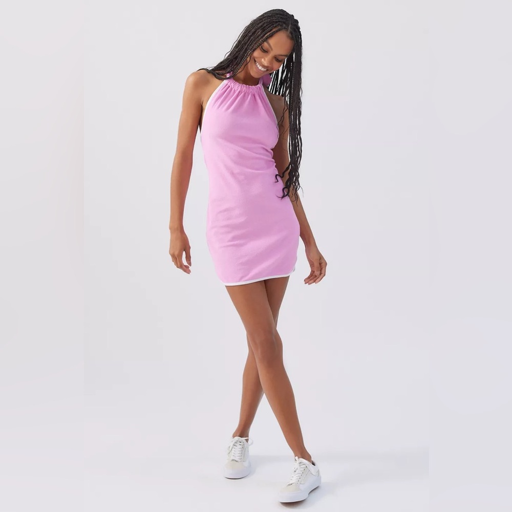 Urban outfitters terry cloth pink halter dress